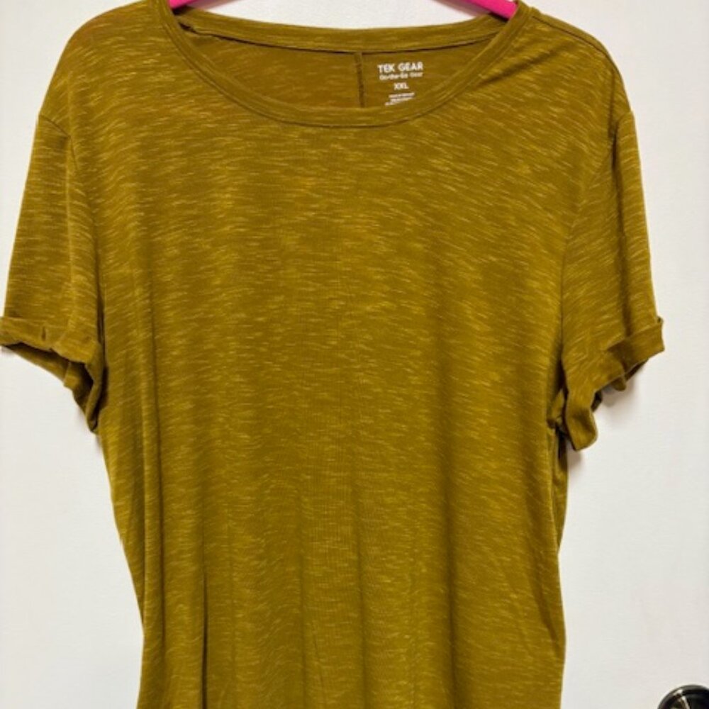 TEK GEAR ON-THE-GO WOMEN OLIVE W/GOLD FLECKS TUNIC. SZ. XXL